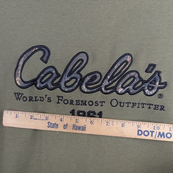 Cabelas XXL sweatshirt With Spellout Olive Green Embroidered - Picture 5 of 11